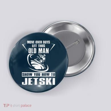 Old Man How To Jetski Cool retro Jet-Ski Jet Skiing Button