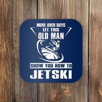 Old Man How To Jetski Cool retro Jet-Ski Jet Skiing Coaster