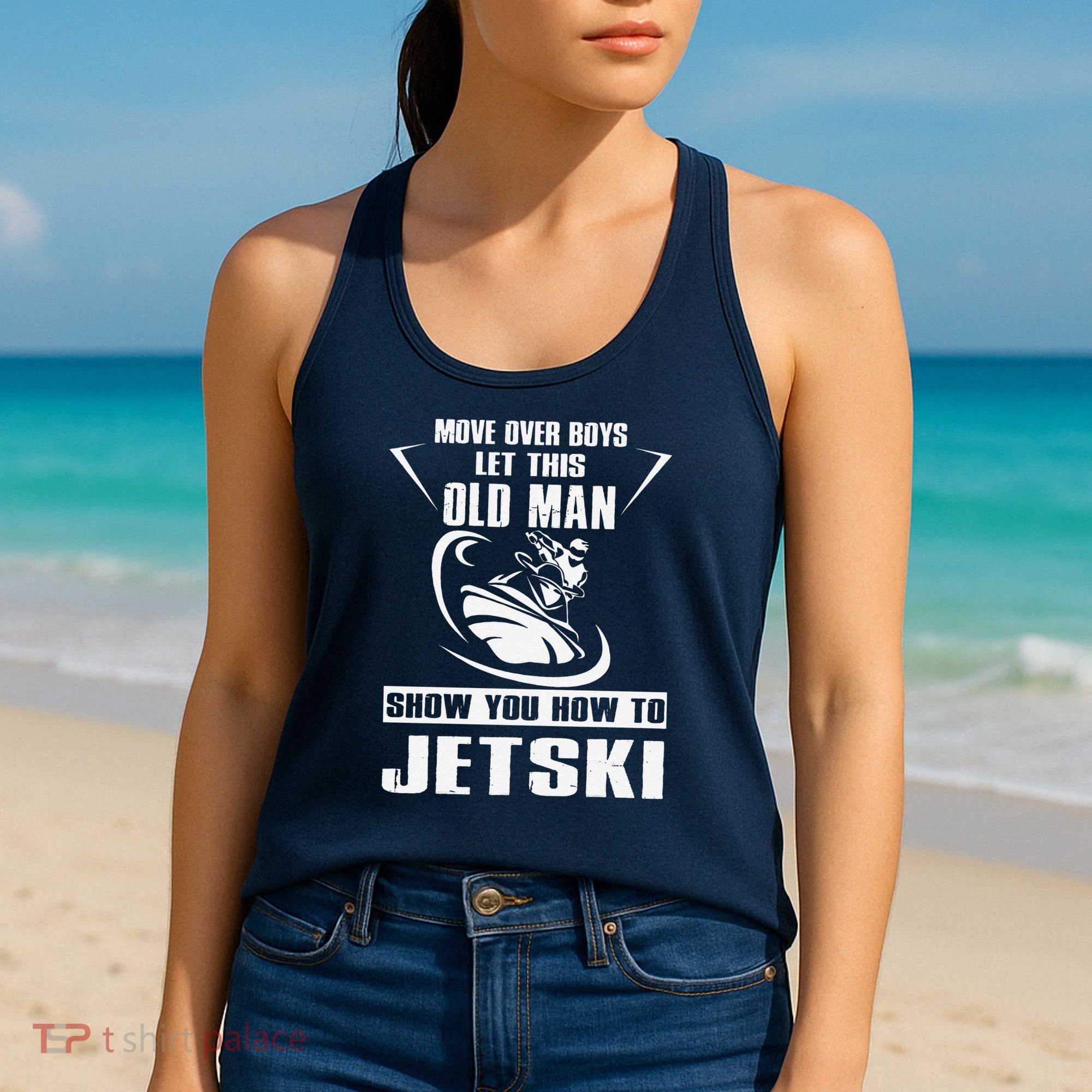 Old Man How To Jetski Cool retro Jet-Ski Jet Skiing Women's Tank Top