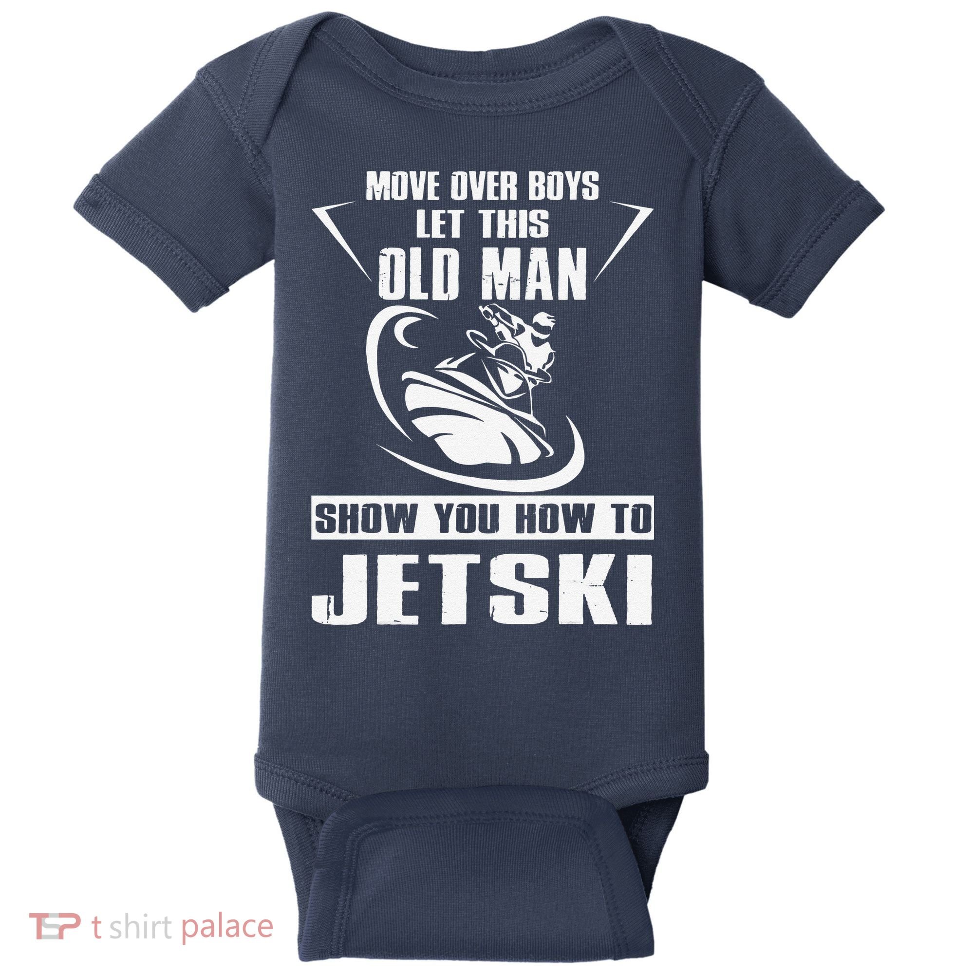Old Man How To Jetski Cool retro Jet-Ski Jet Skiing Baby Bodysuit