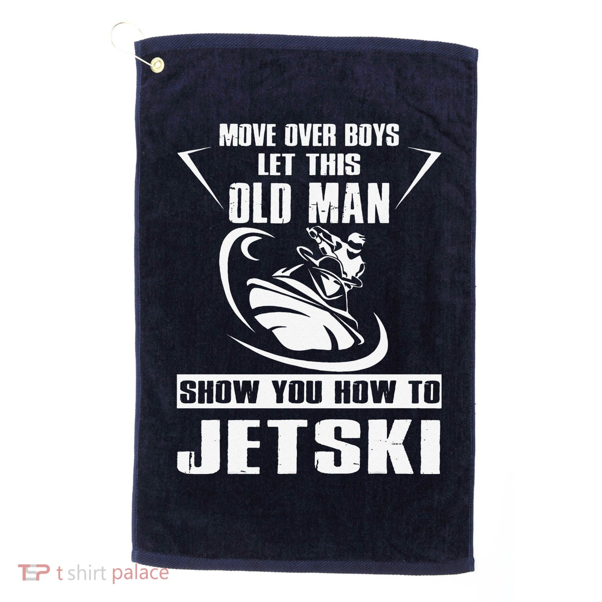 Old Man How To Jetski Cool retro Jet-Ski Jet Skiing Golf Towel