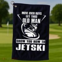 Old Man How To Jetski Cool retro Jet-Ski Jet Skiing Golf Towel thumb 1