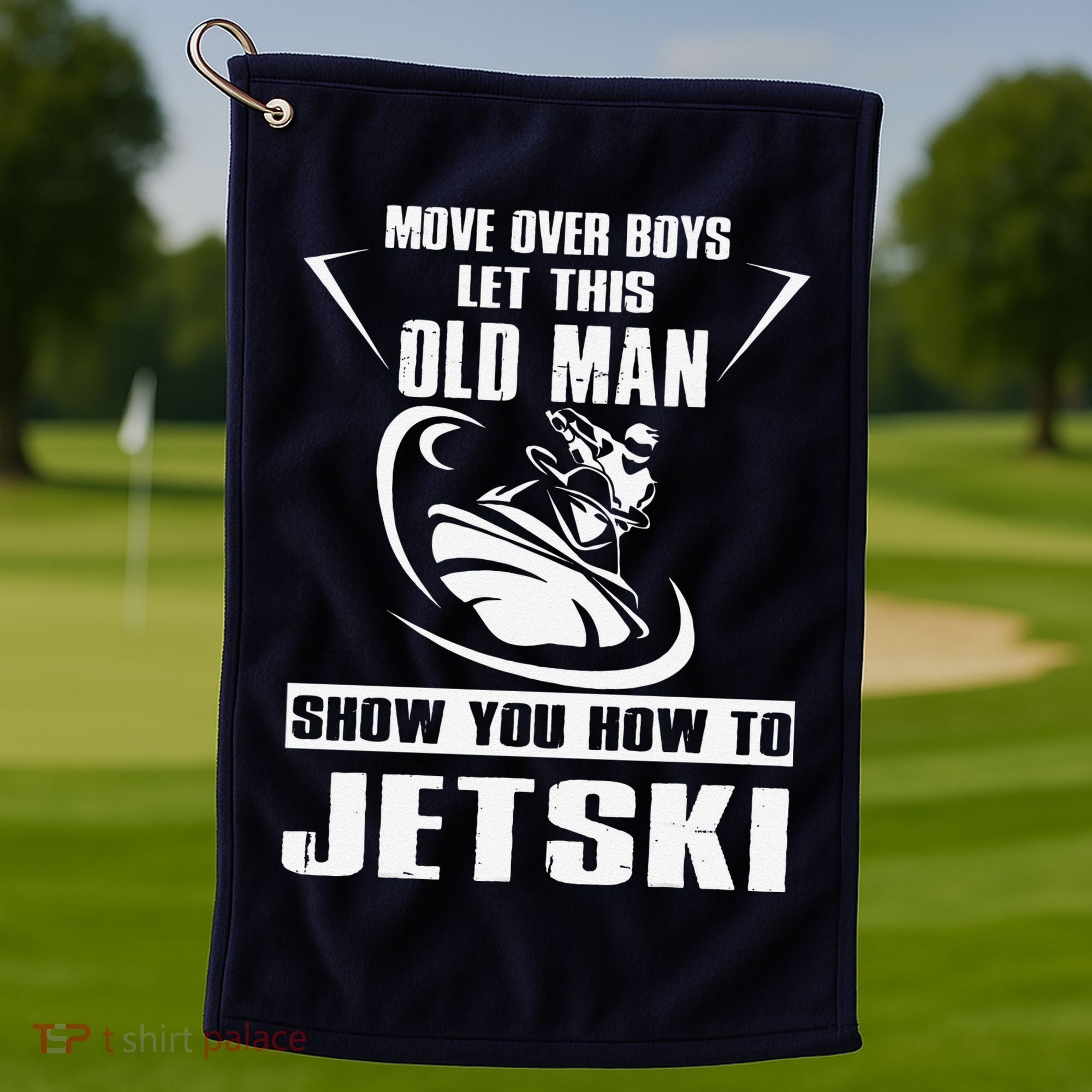 Old Man How To Jetski Cool retro Jet-Ski Jet Skiing Golf Towel