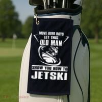 Old Man How To Jetski Cool retro Jet-Ski Jet Skiing Golf Towel thumb 2