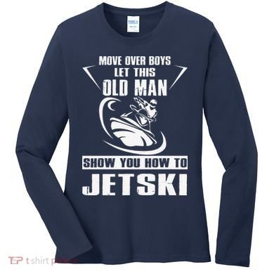 Old Man How To Jetski Cool retro Jet-Ski Jet Skiing Women's Long Sleeve Shirt