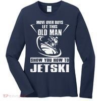 Old Man How To Jetski Cool retro Jet-Ski Jet Skiing Women's Long Sleeve Shirt thumb 0