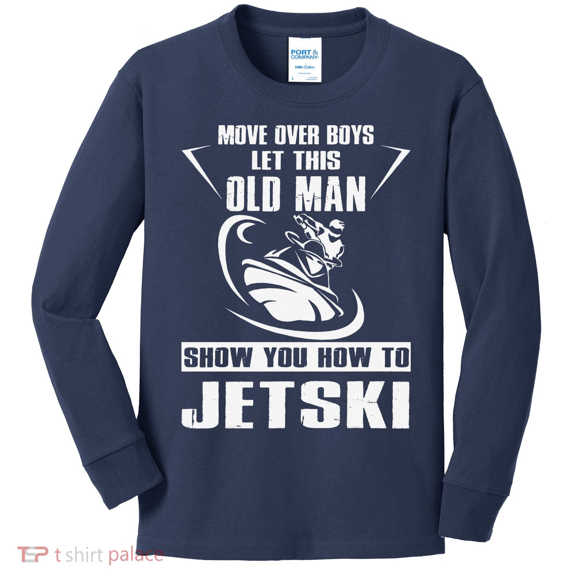 Old Man How To Jetski Cool retro Jet-Ski Jet Skiing Kids Long Sleeve Shirt