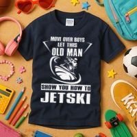 Old Man How To Jetski Cool retro Jet-Ski Jet Skiing Kids T-Shirt thumb 3