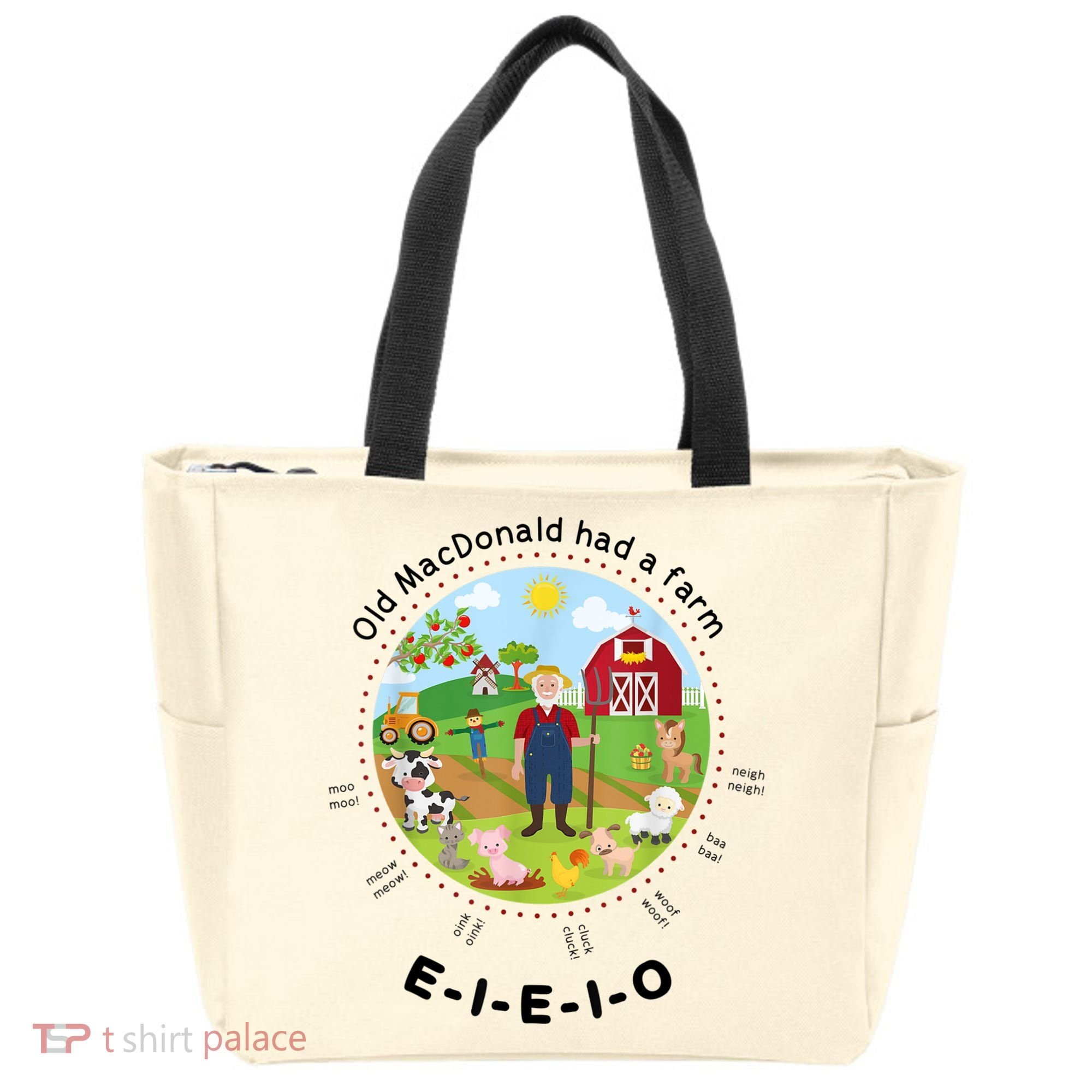 Old MacDonald Had A Farm English Nursery Rhyme Theme Tote Bag