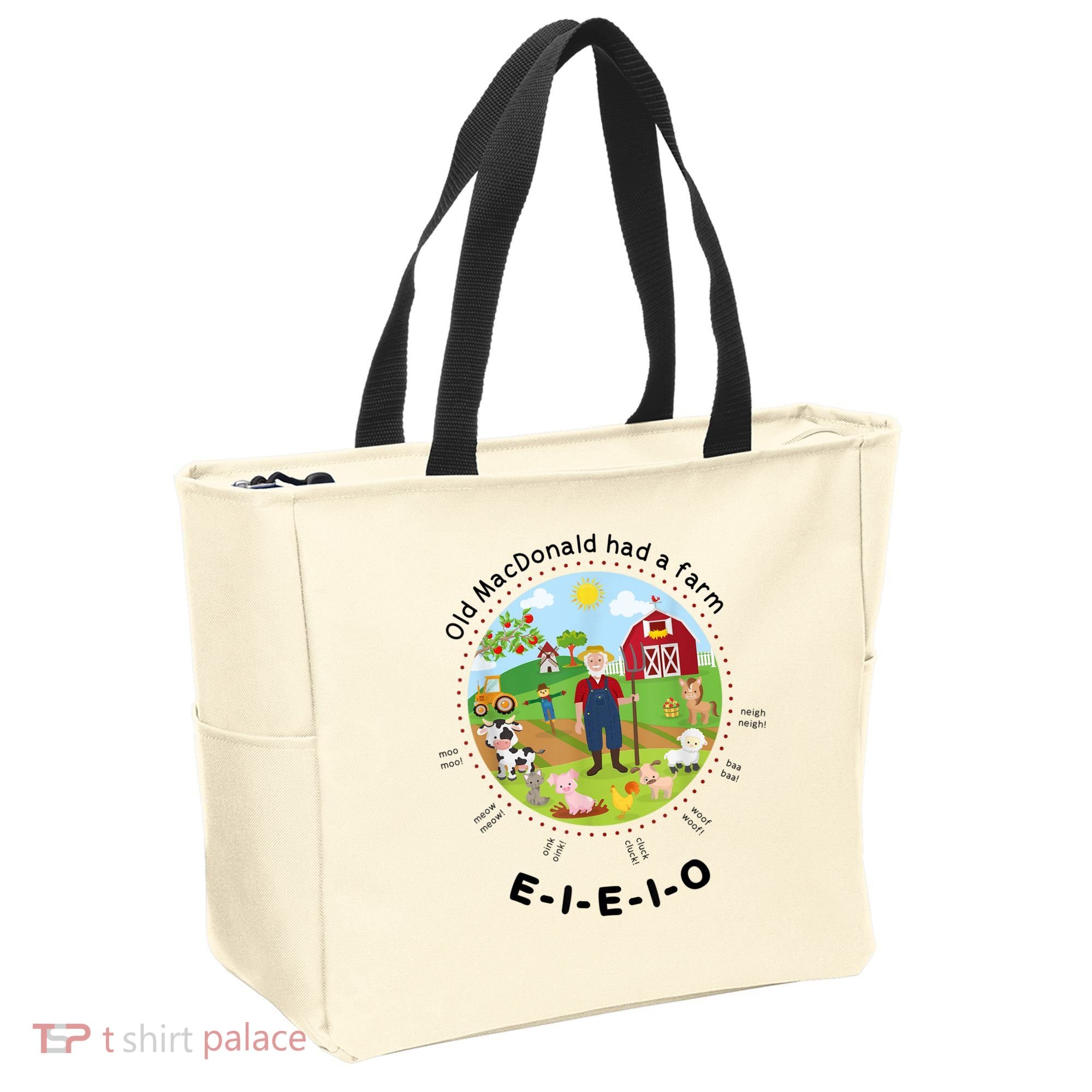 Old MacDonald Had A Farm English Nursery Rhyme Theme Tote Bag