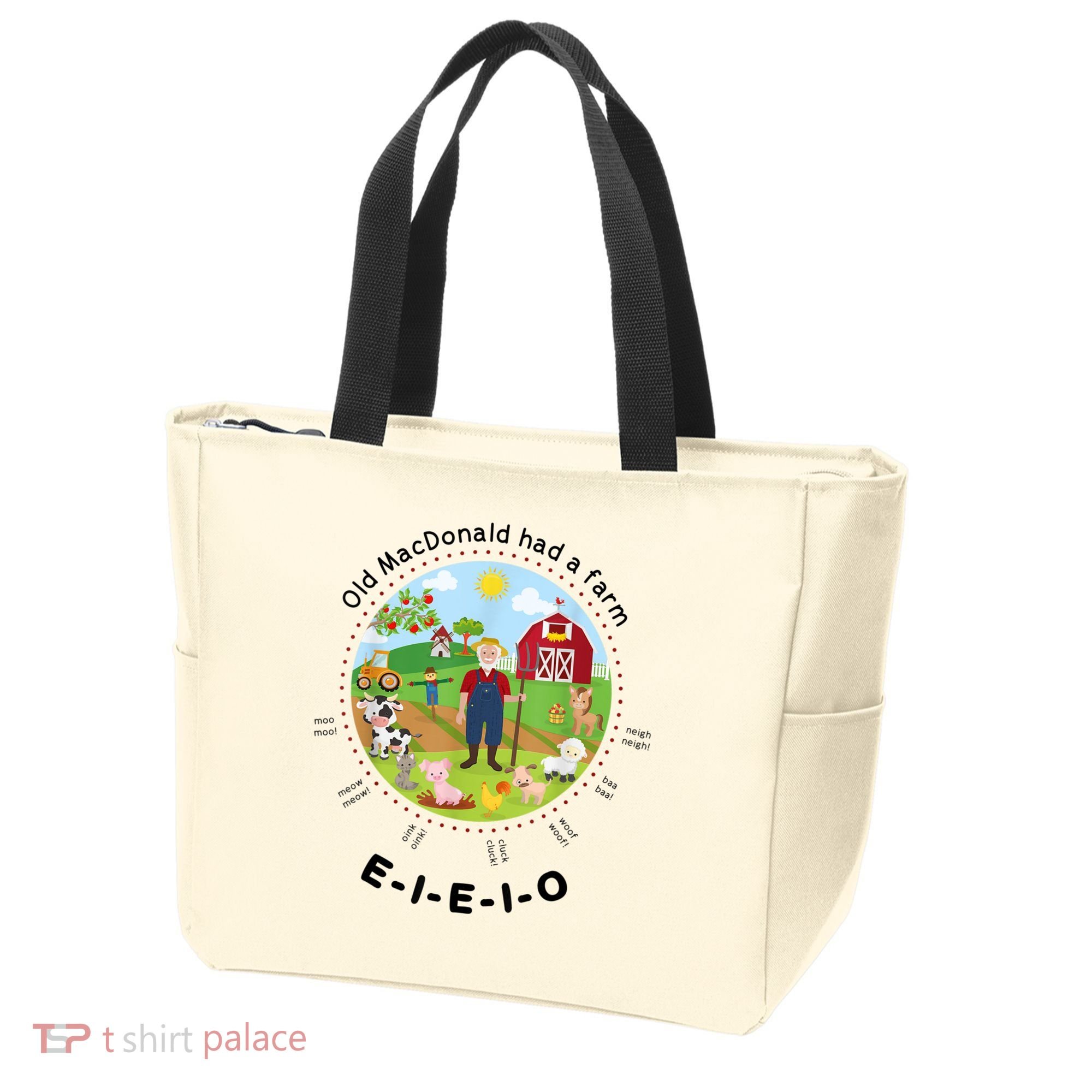 Old MacDonald Had A Farm English Nursery Rhyme Theme Tote Bag
