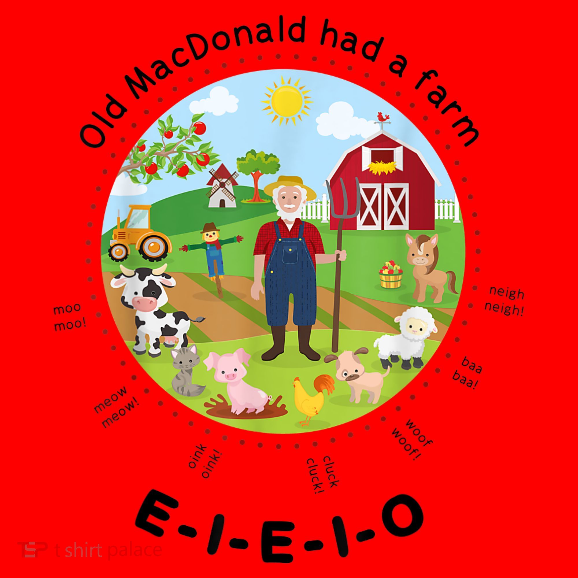 Old MacDonald Had A Farm English Nursery Rhyme Theme Santa Hat