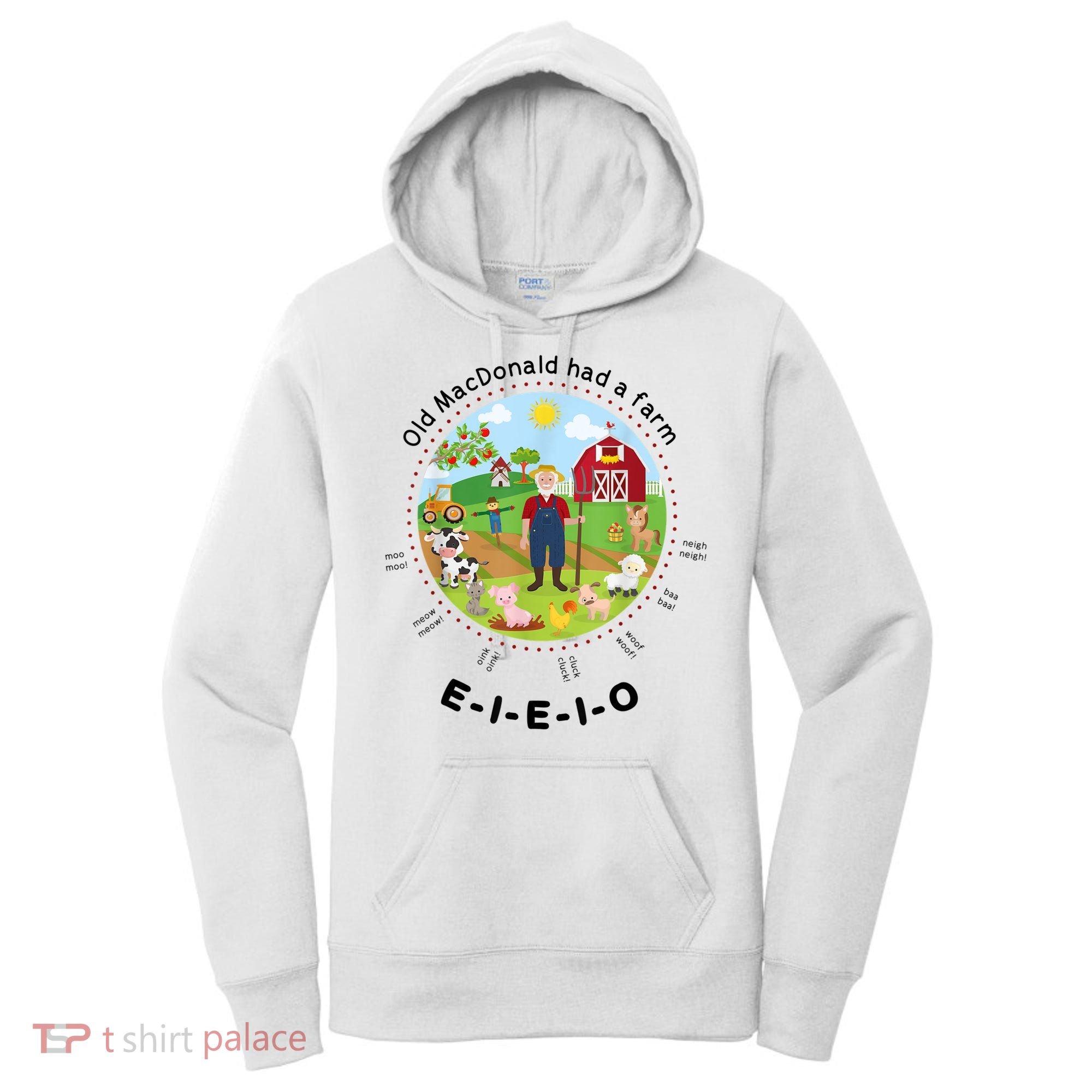 Old MacDonald Had A Farm English Nursery Rhyme Theme Women's Hoodie