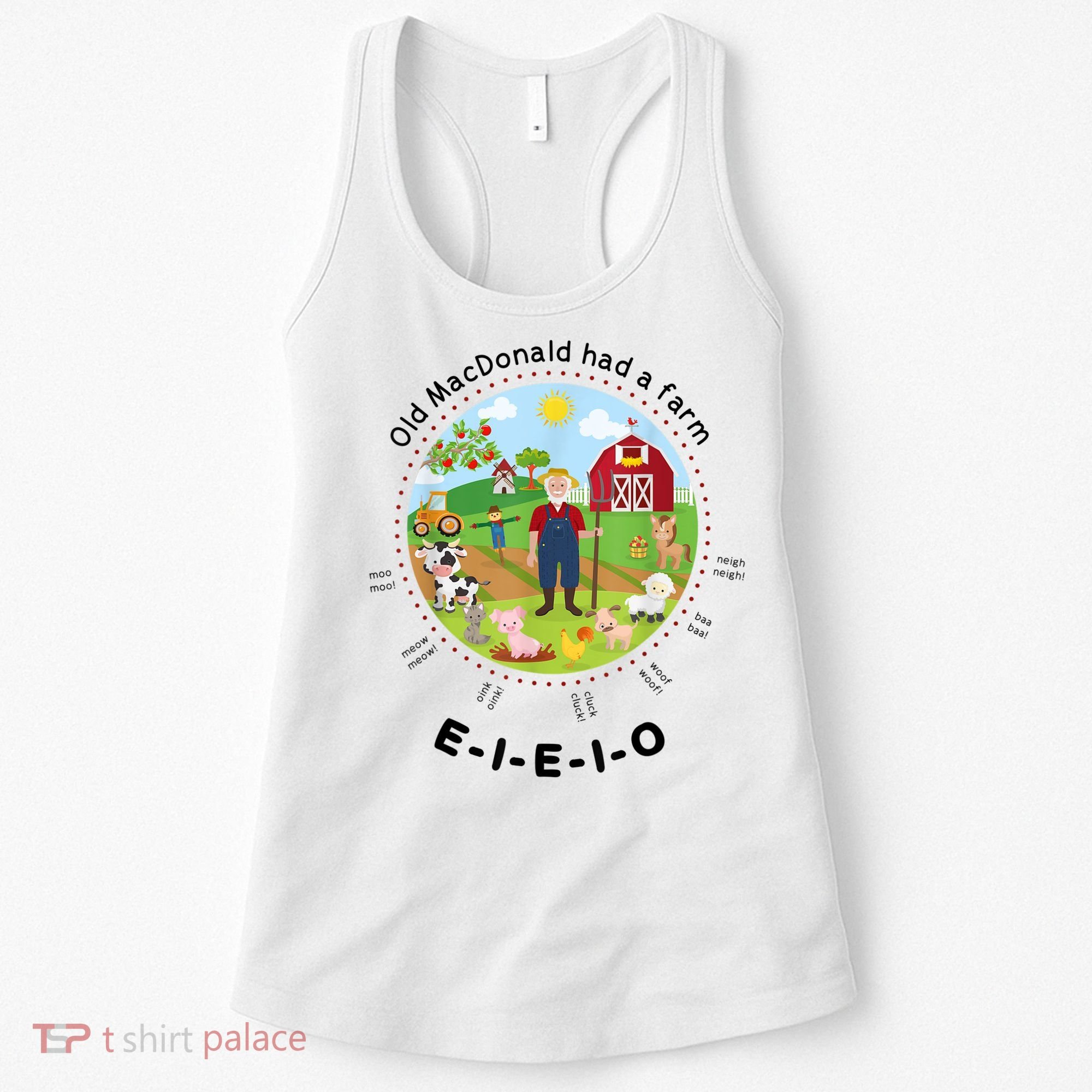 Old MacDonald Had A Farm English Nursery Rhyme Theme Women's Tank Top