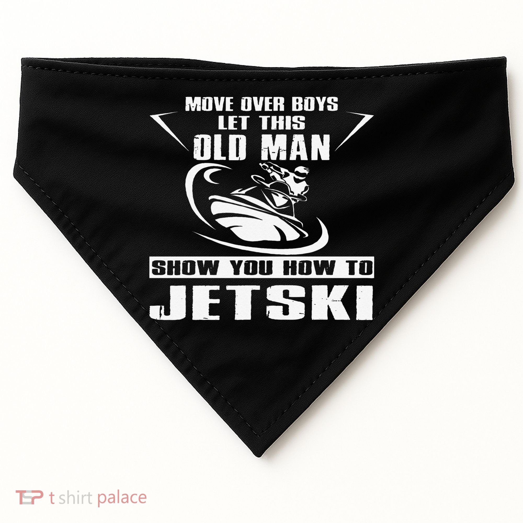 Old Man How To Jetski Cool Retro JetSki Jet Skiing USA-Made Doggie Bandana
