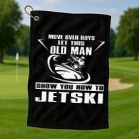 Old Man How To Jetski Cool Retro JetSki Jet Skiing Golf Towel thumb 1