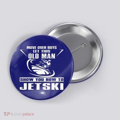 Old Man How To Jetski Cool Retro JetSki Jet Skiing Button