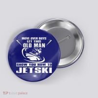 Old Man How To Jetski Cool Retro JetSki Jet Skiing Button thumb 0