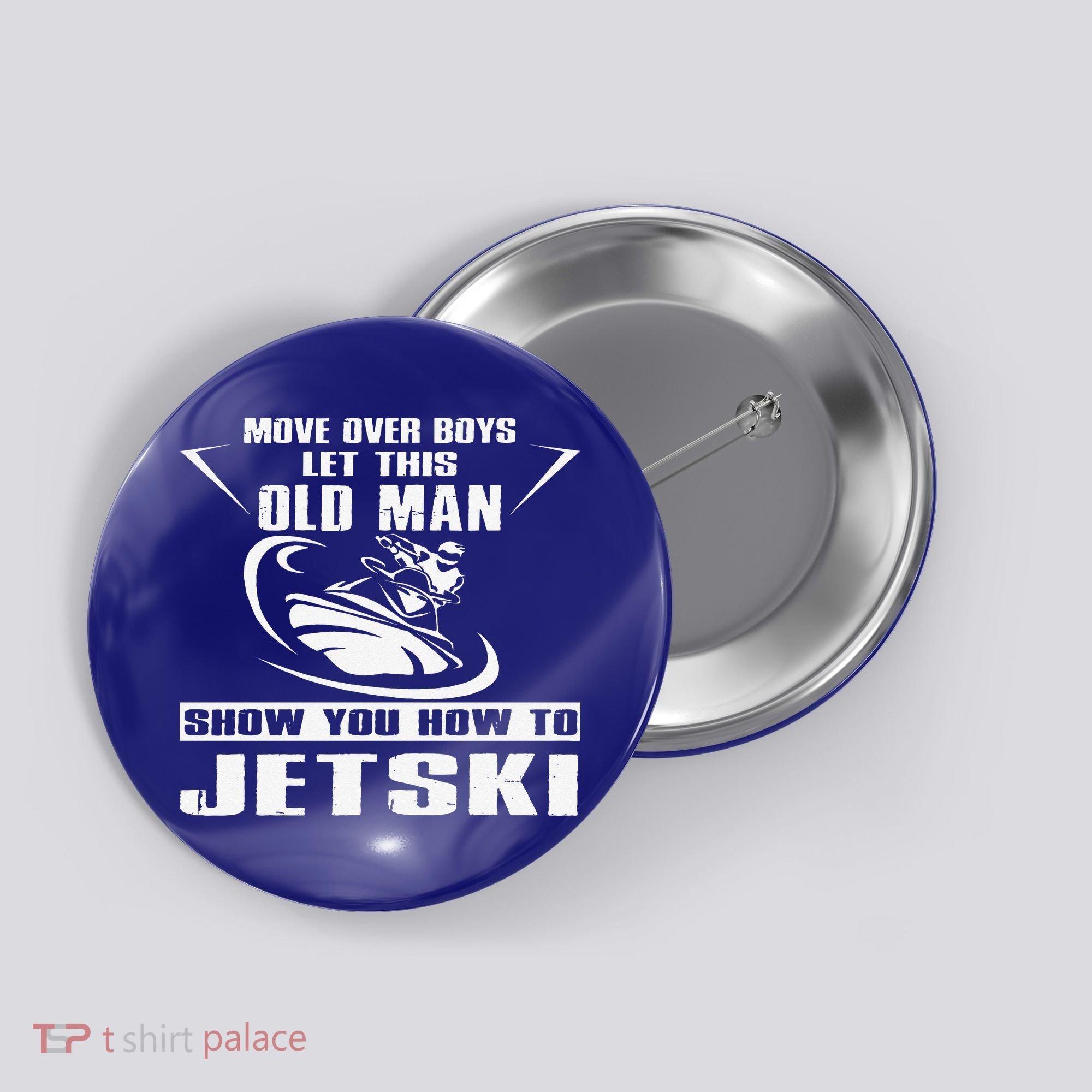 Old Man How To Jetski Cool Retro JetSki Jet Skiing Button