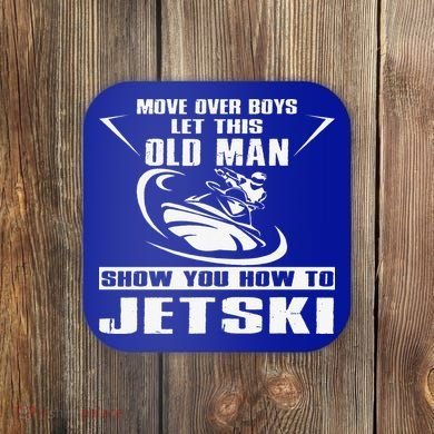 Old Man How To Jetski Cool Retro JetSki Jet Skiing Coaster