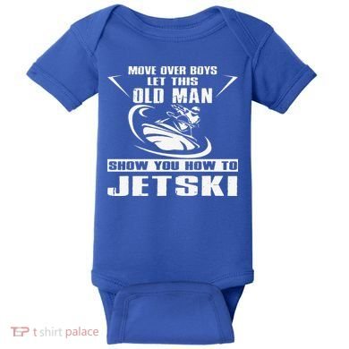 Old Man How To Jetski Cool Retro JetSki Jet Skiing Baby Bodysuit
