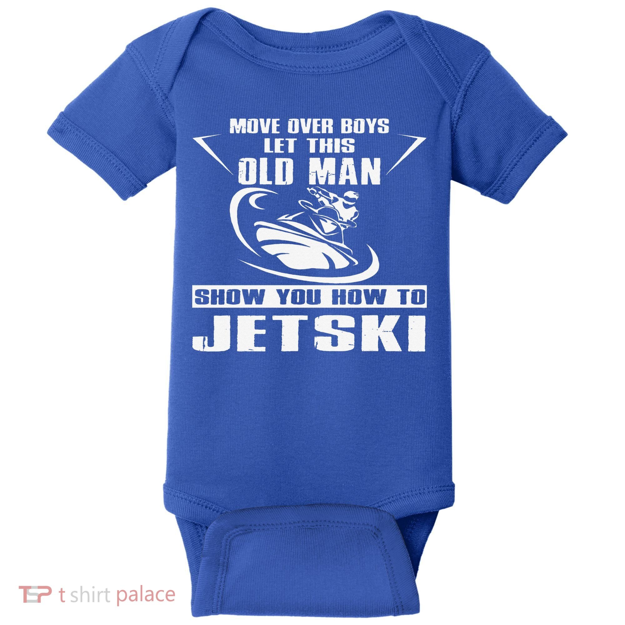 Old Man How To Jetski Cool Retro JetSki Jet Skiing Baby Bodysuit