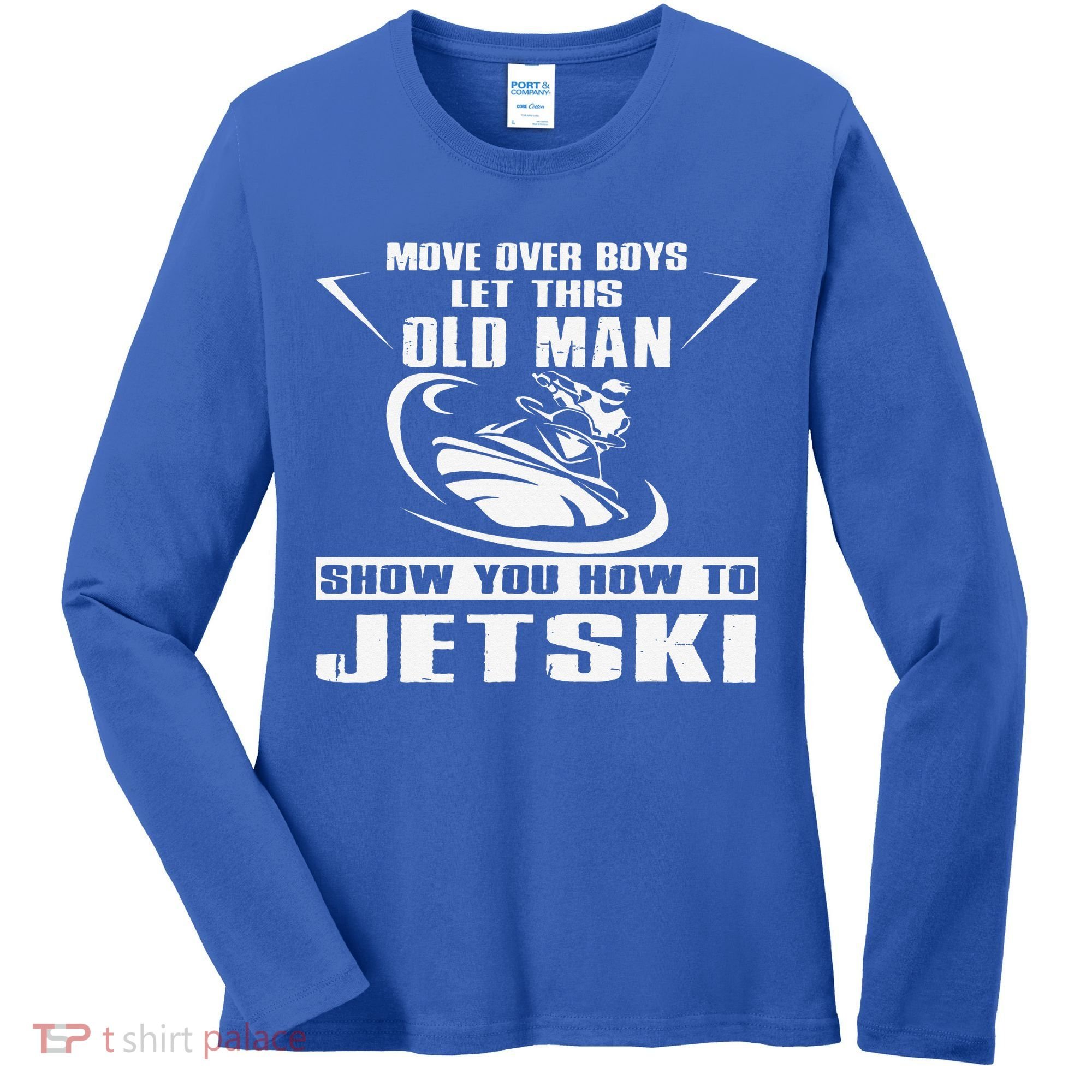 Old Man How To Jetski Cool Retro JetSki Jet Skiing Women's Long Sleeve Shirt