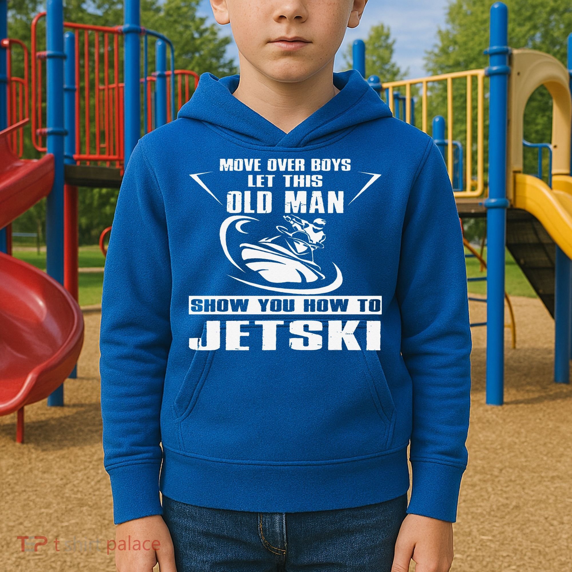Old Man How To Jetski Cool Retro JetSki Jet Skiing Kids Hoodie