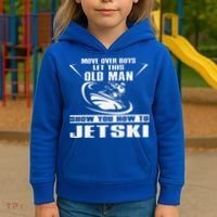 Old Man How To Jetski Cool Retro JetSki Jet Skiing Kids Hoodie thumb 3