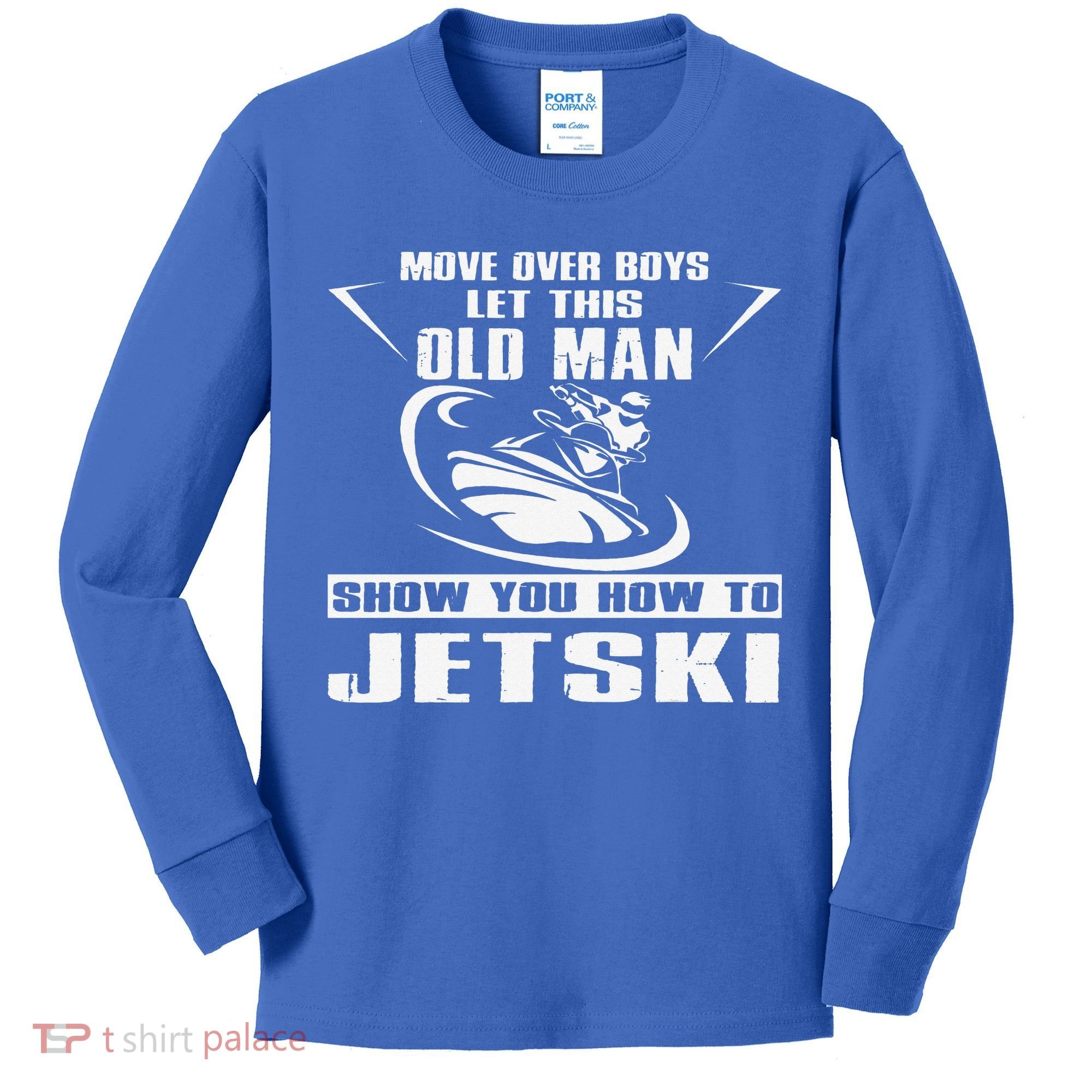 Old Man How To Jetski Cool Retro JetSki Jet Skiing Kids Long Sleeve Shirt