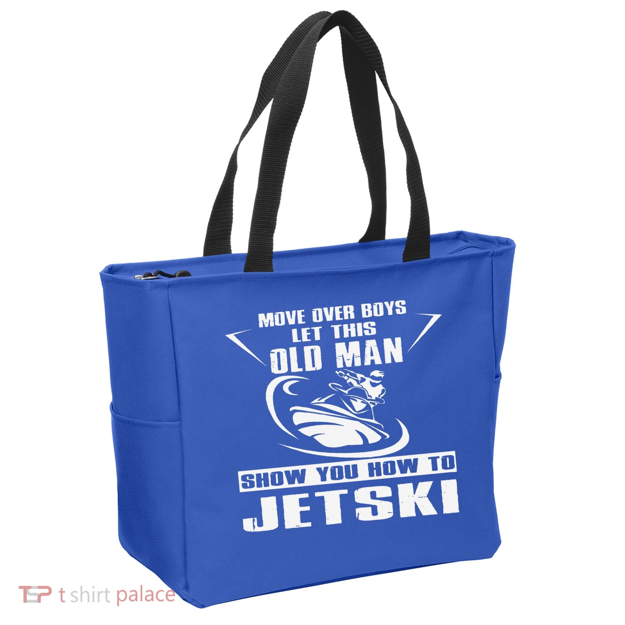 Old Man How To Jetski Cool Retro JetSki Jet Skiing Tote Bag
