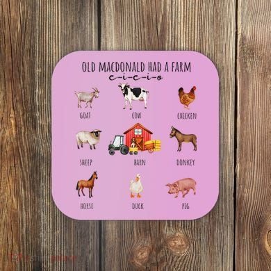 Old Macdonald Had A Farm E I E I O Nursery Song Coaster