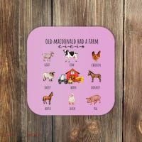 Old Macdonald Had A Farm E I E I O Nursery Song Coaster thumb 0