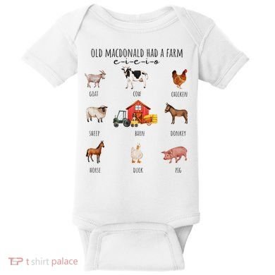 Old Macdonald Had A Farm E I E I O Nursery Song Baby Bodysuit