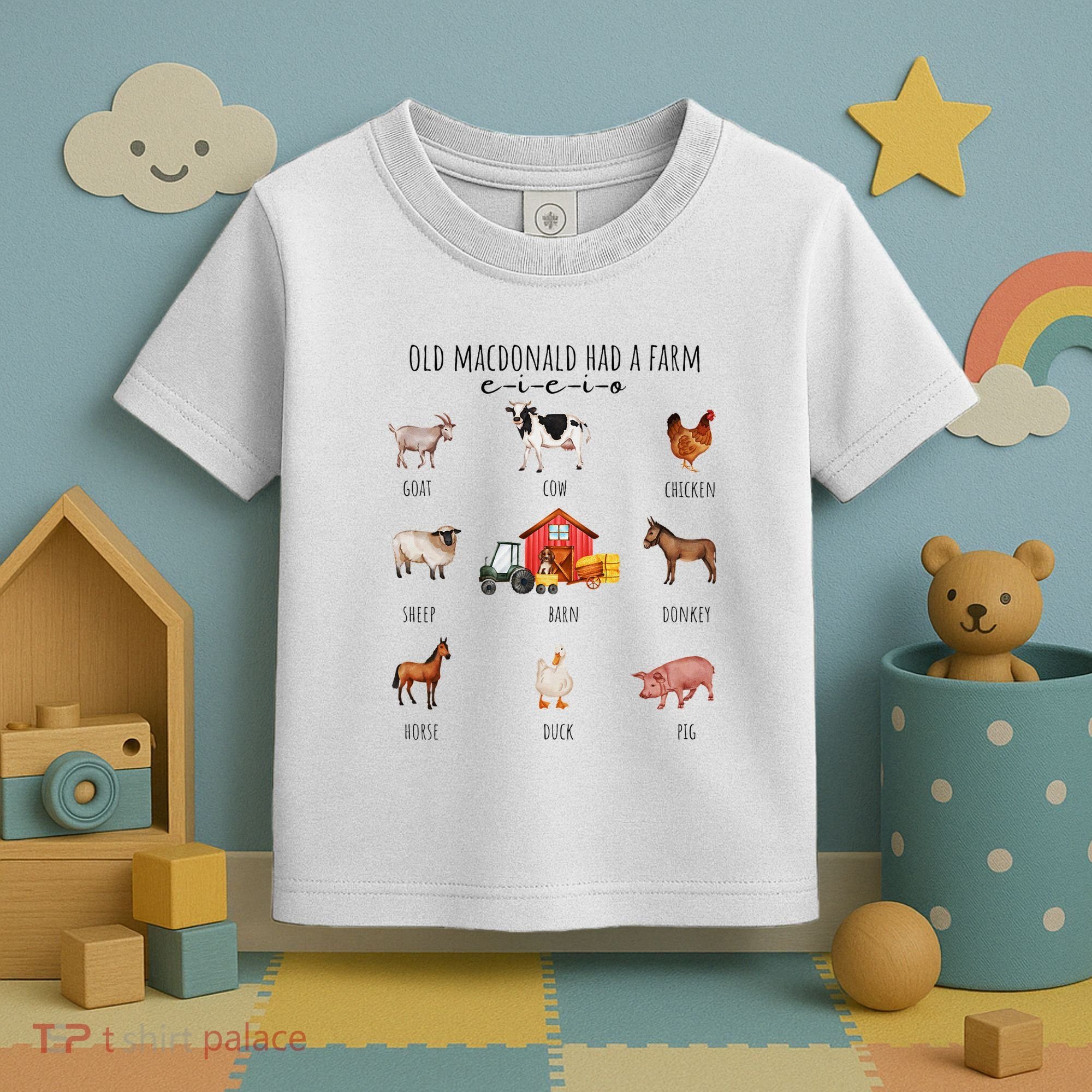 Old Macdonald Had A Farm E I E I O Nursery Song Toddler T-Shirt