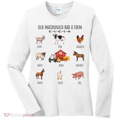 Old Macdonald Had A Farm E I E I O Nursery Song Women's Long Sleeve Shirt