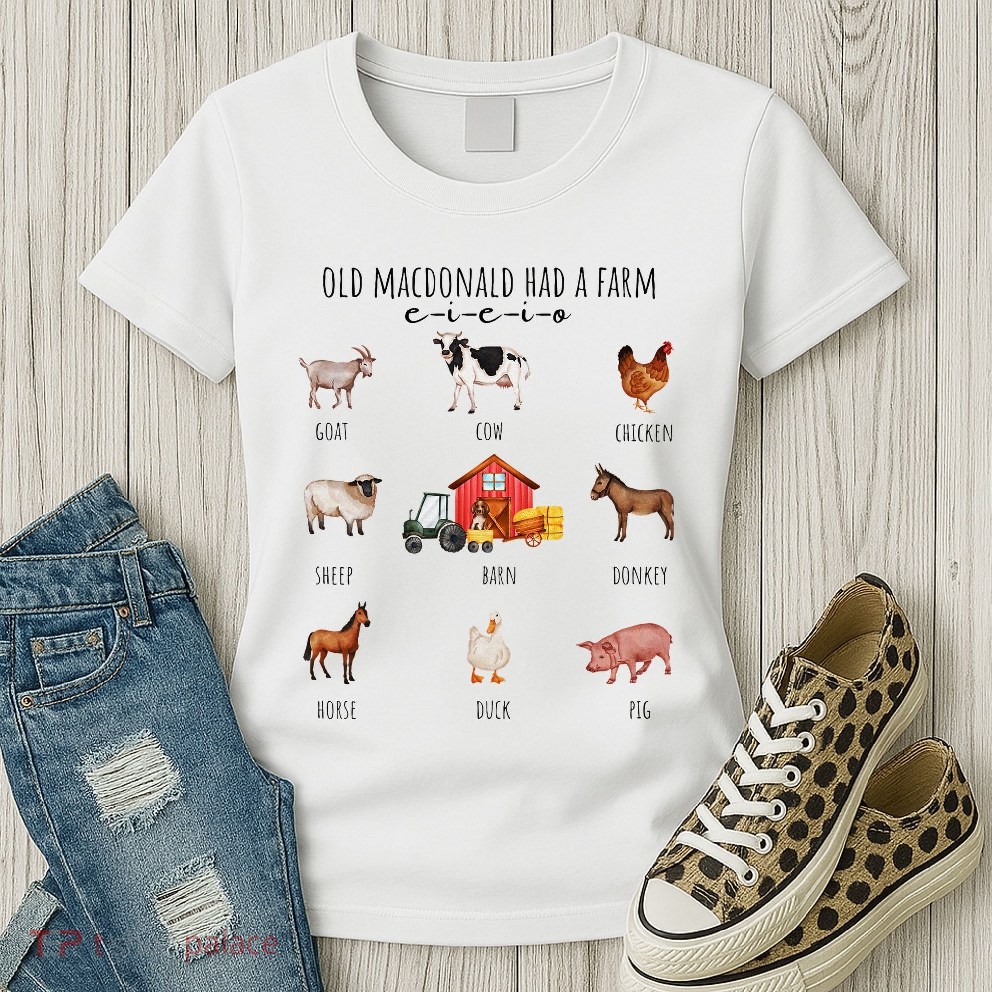 Old Macdonald Had A Farm E I E I O Nursery Song Women's T-Shirt