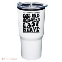 On My Husband's Last Nerve Groovy Wife Life Tumbler thumb 0