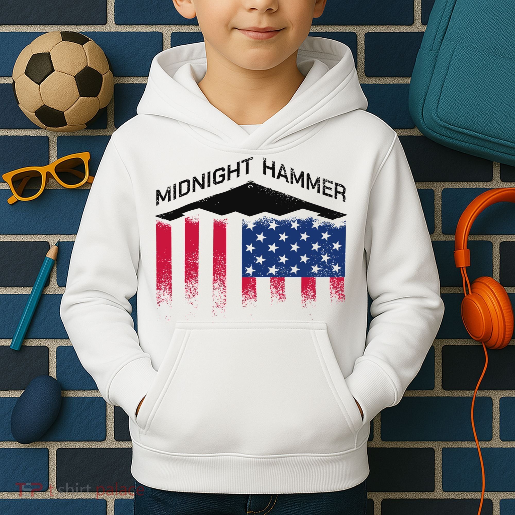 Operation Midnight Hammer American Flag B-2 Kids Hoodie
