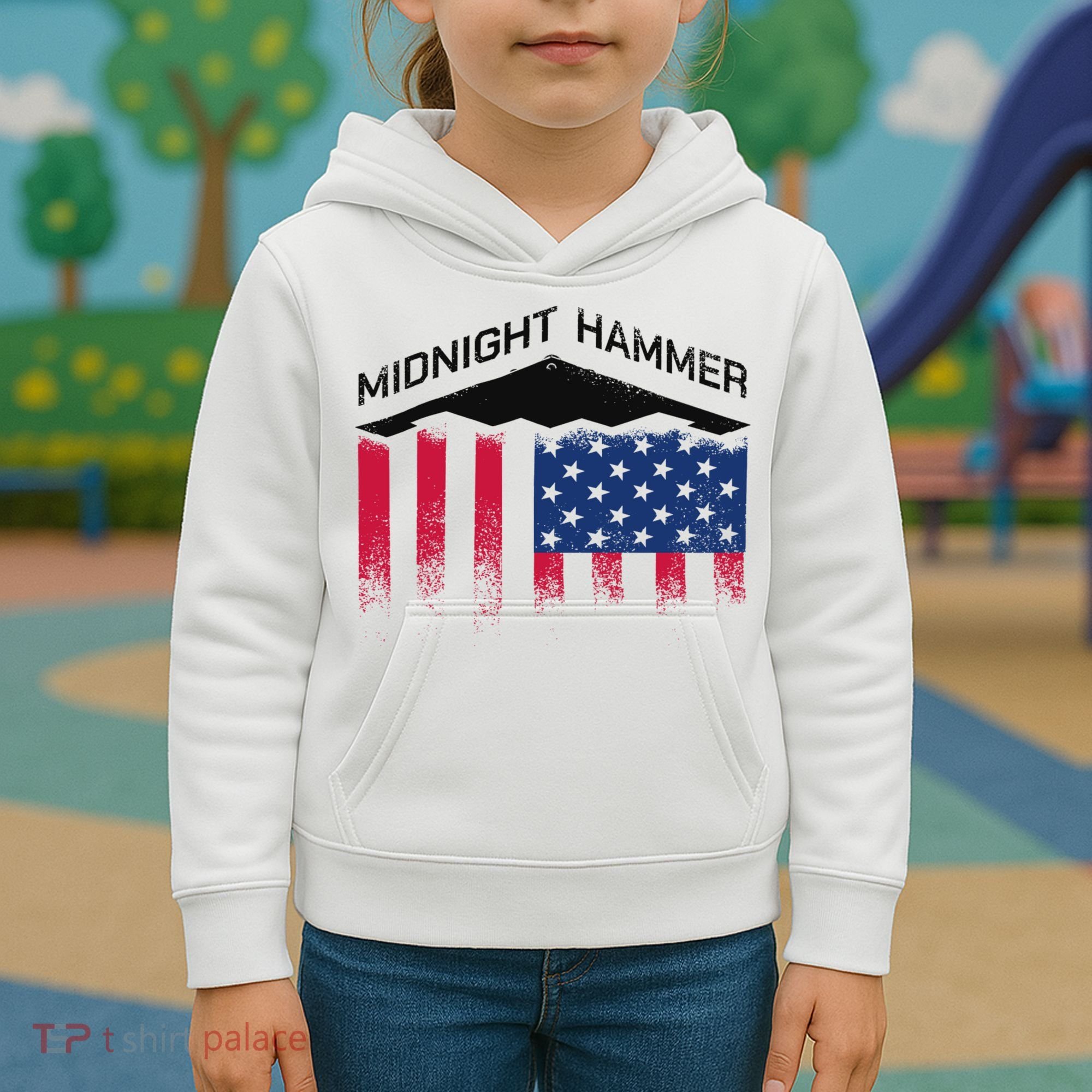 Operation Midnight Hammer American Flag B-2 Kids Hoodie