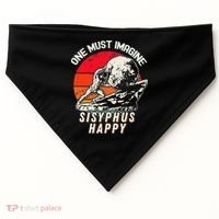 One Must Imagine Sisyphus Happy Cool Sisyphus Meme USA-Made Doggie Bandana thumb 0