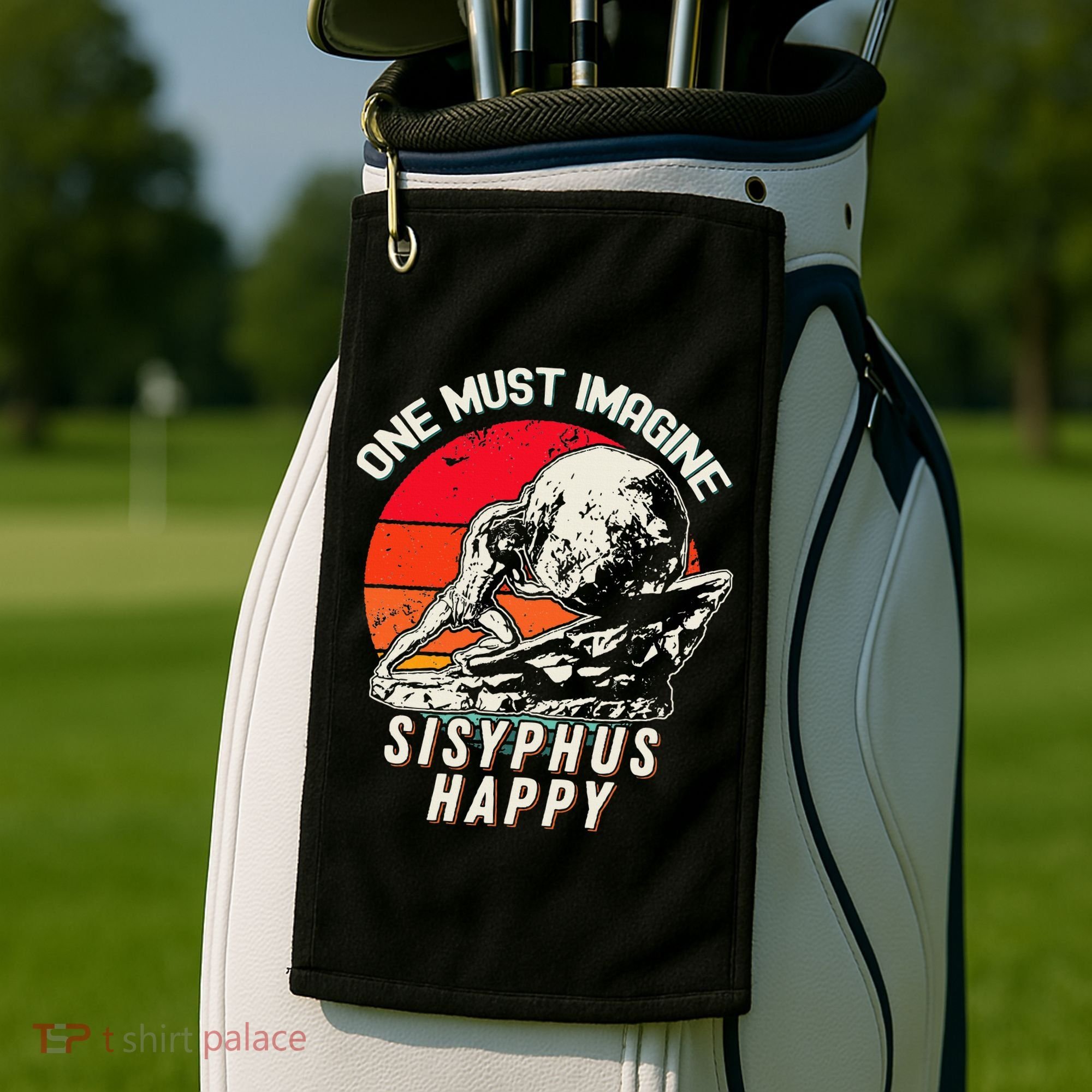One Must Imagine Sisyphus Happy Cool Sisyphus Meme Golf Towel