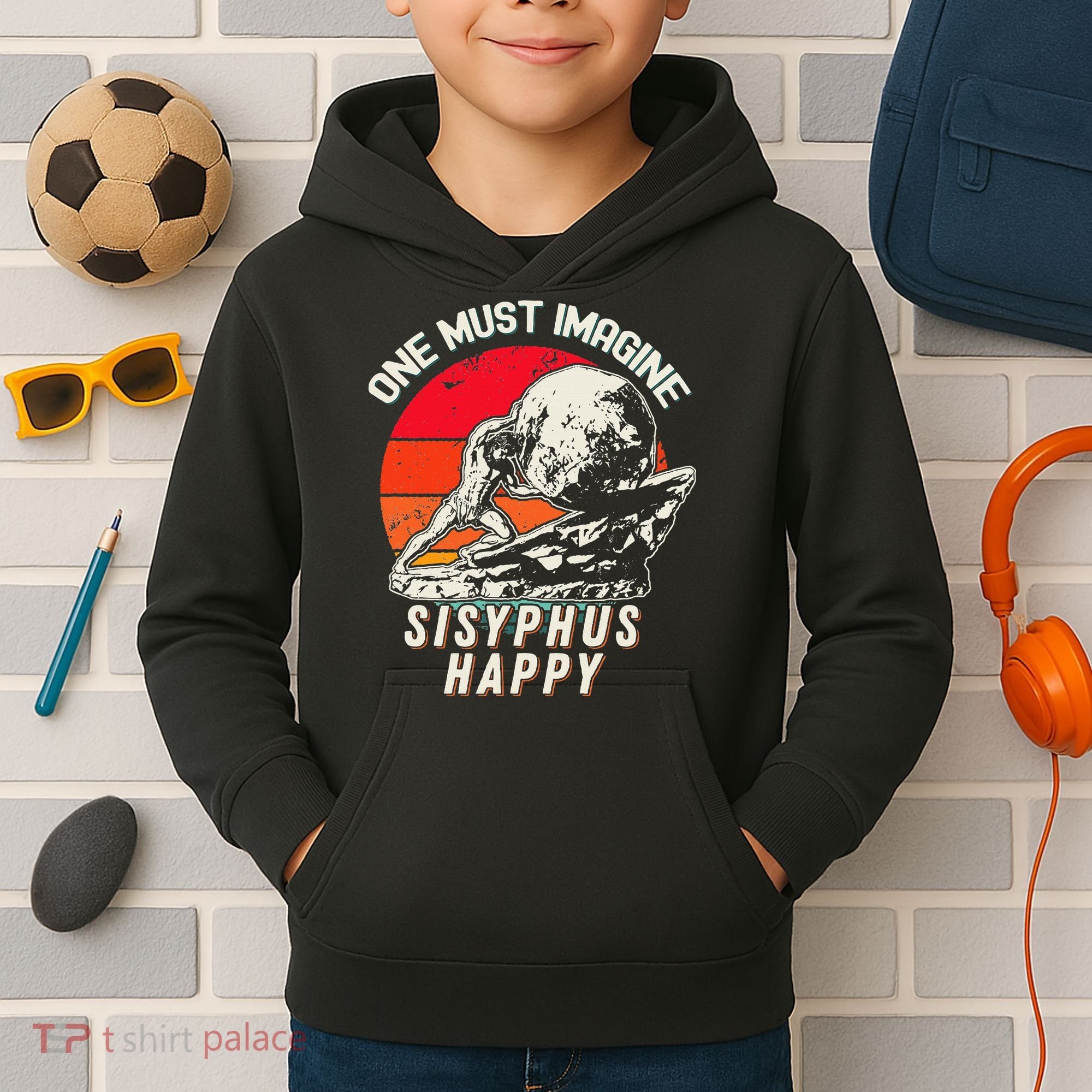 One Must Imagine Sisyphus Happy Cool Sisyphus Meme Kids Hoodie