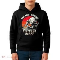 One Must Imagine Sisyphus Happy Cool Sisyphus Meme Kids Hoodie thumb 4