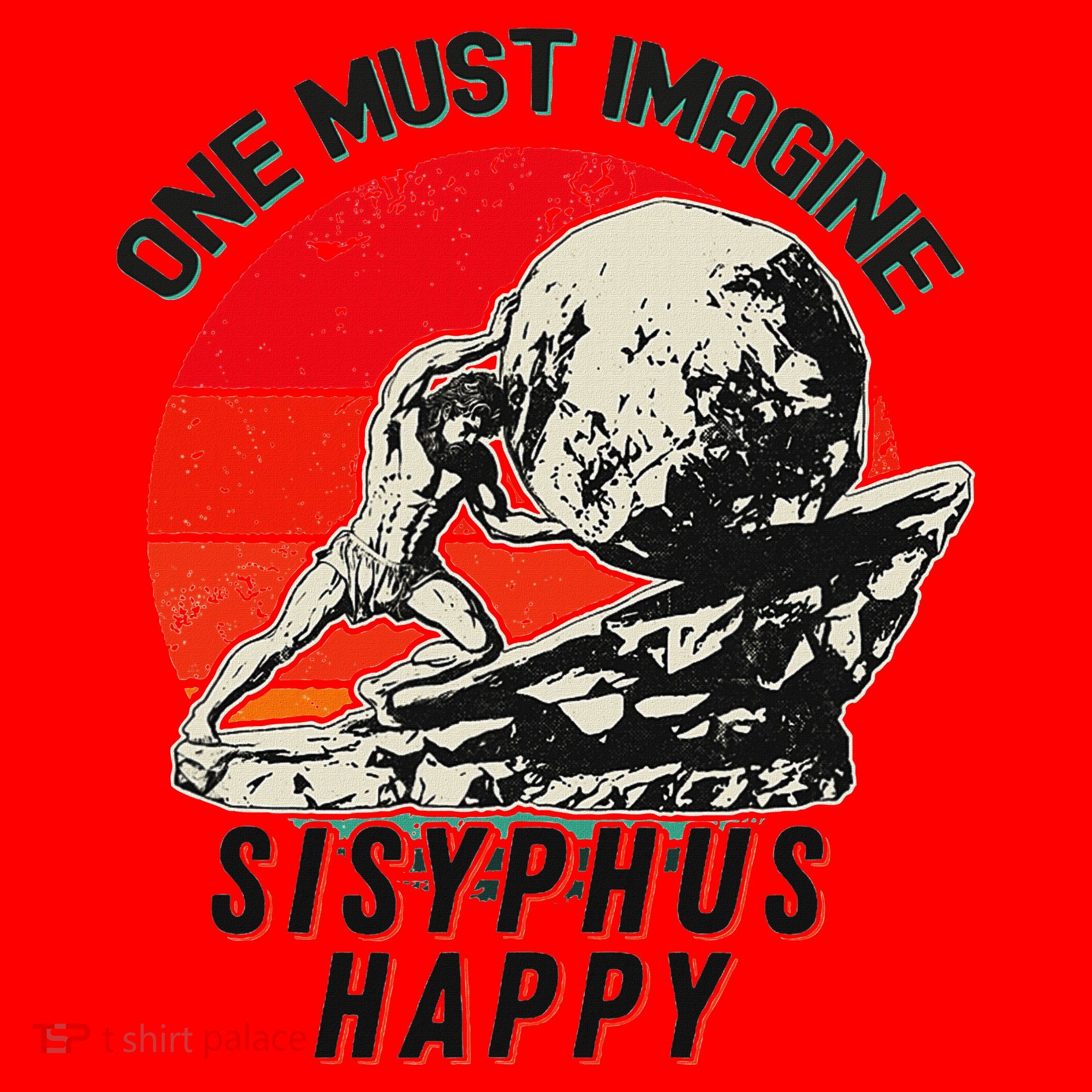 One Must Imagine Sisyphus Happy Cool Sisyphus Meme Santa Hat