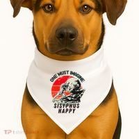 One Must Imagine Sisyphus Happy Cool Sisyphus Meme USA-Made Doggie Bandana thumb 1