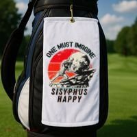 One Must Imagine Sisyphus Happy Cool Sisyphus Meme Golf Towel thumb 2