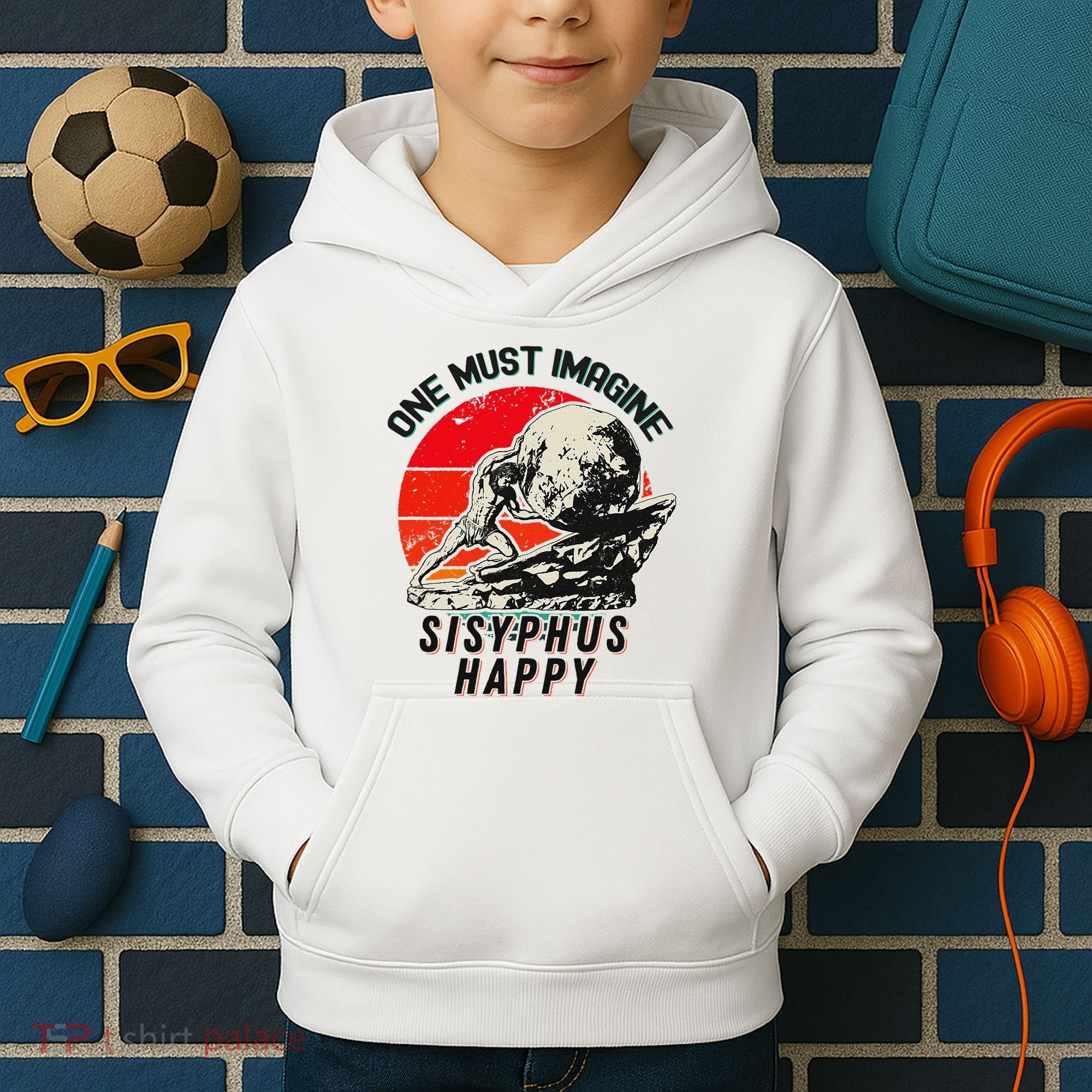 One Must Imagine Sisyphus Happy Cool Sisyphus Meme Kids Hoodie