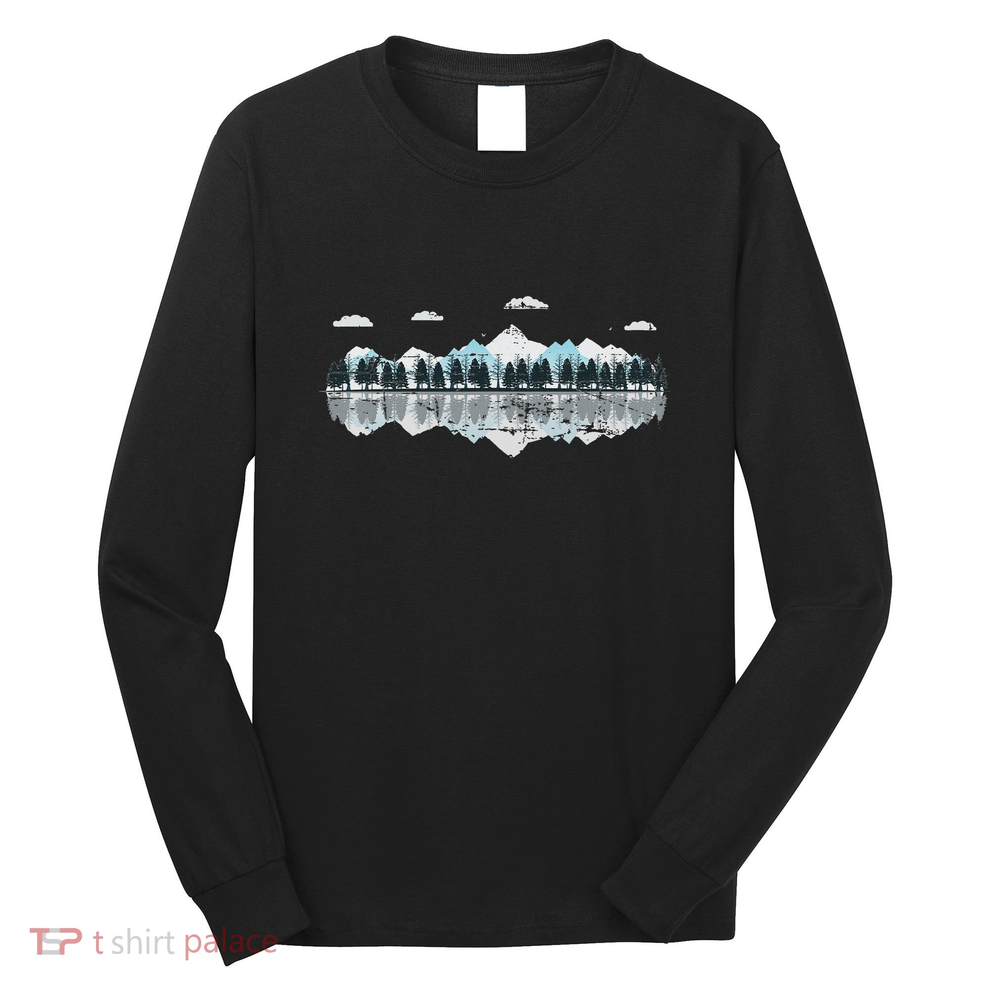 Outdoor Mountains Landscape Forest Trees Reflection Nature Long Sleeve Shirt
