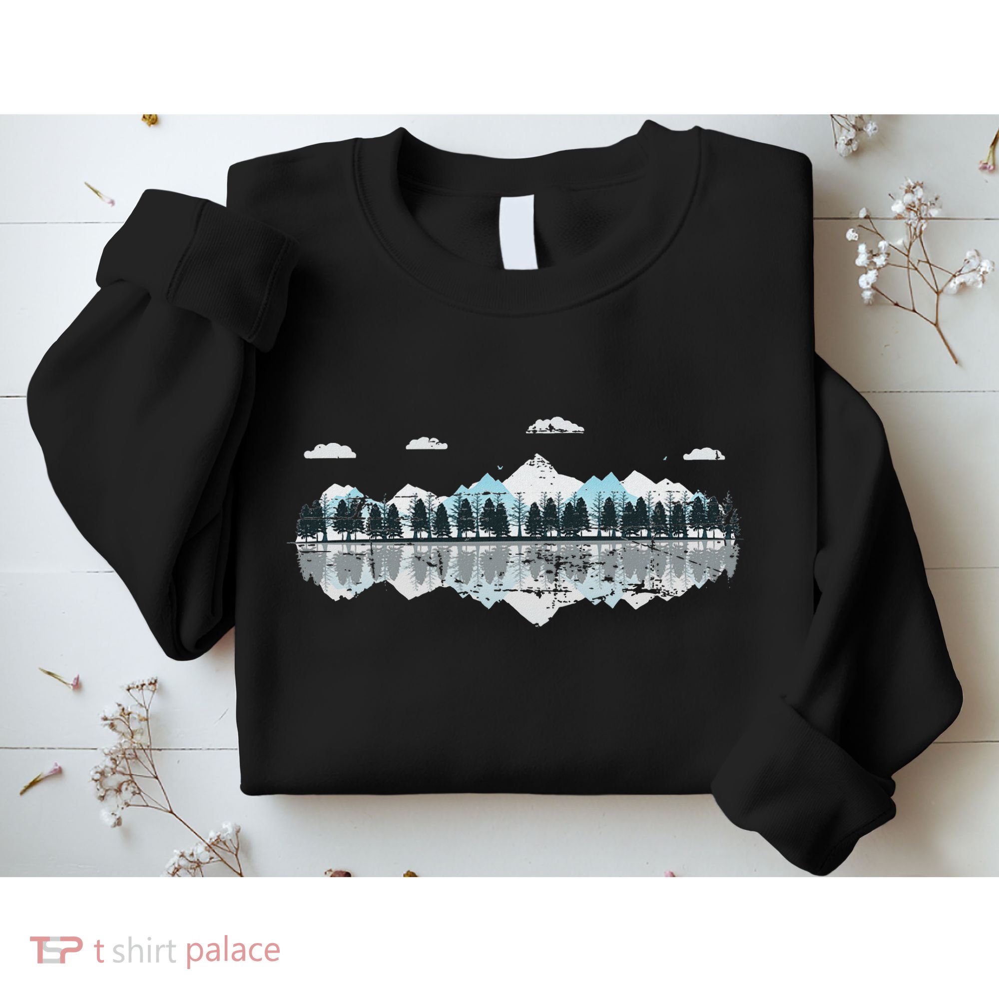 Outdoor Mountains Landscape Forest Trees Reflection Nature Sweatshirt